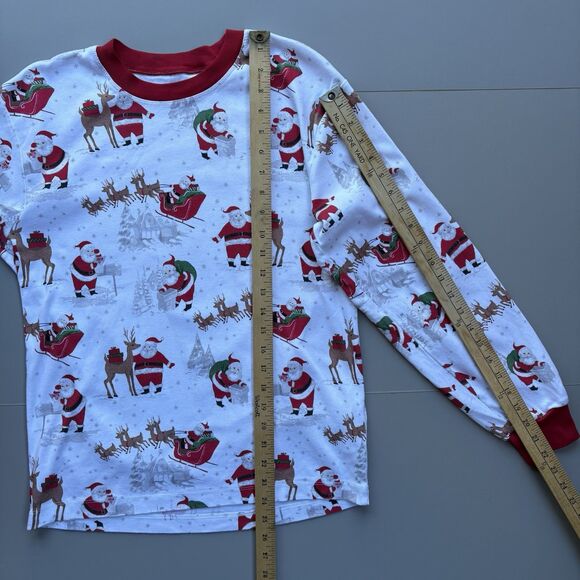 Pottery Barn Women M Organic Cotton White Heritage Santa Christmas Pajama Set - Picture 3 of 16